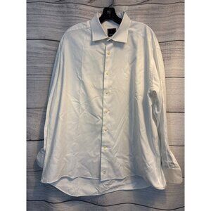 David Donahue Mens White Long-Sleeve Dress Shirt Size 18 34/35